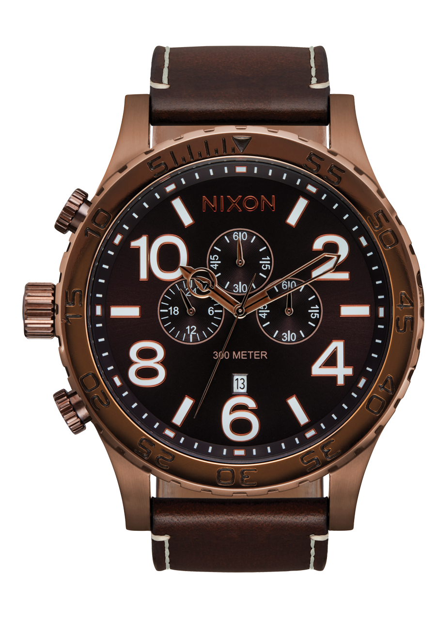 NIXON Orologio Uomo Cronografo In Acciaio Inox, Cinturino In Pelle, Impermeabile 100m