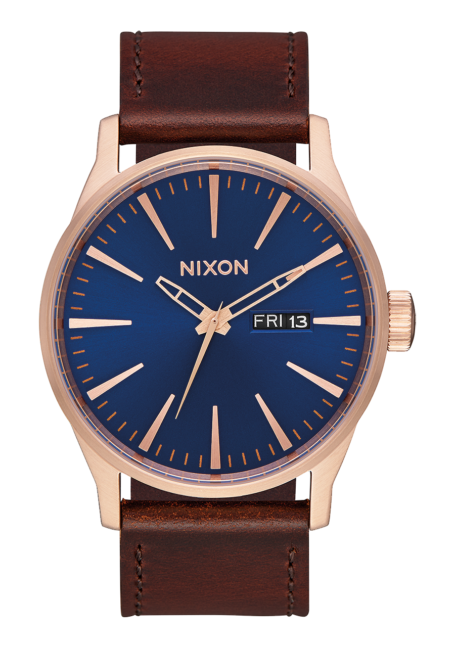 Sentry Leather - Rose Gold / Navy / Brown View 1