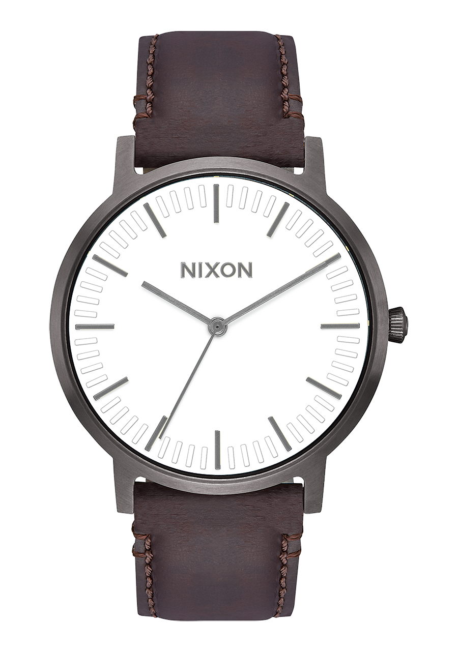 Porter Leather - Gunmetal / White / Brown View 1