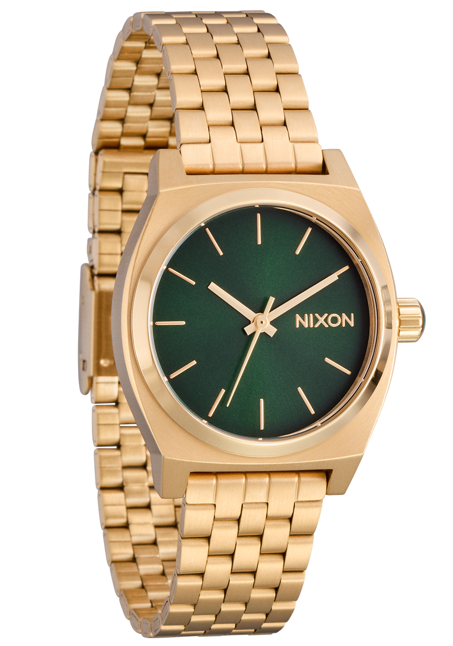 Medium Time Teller - Gold / Green Sunray View 2