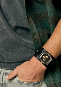 Time Teller Chrono Leder - Silber / Roségold / Schwarz View 9