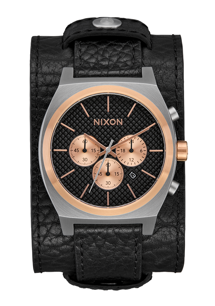 Time Teller Chrono Leder - Silber / Roségold / Schwarz