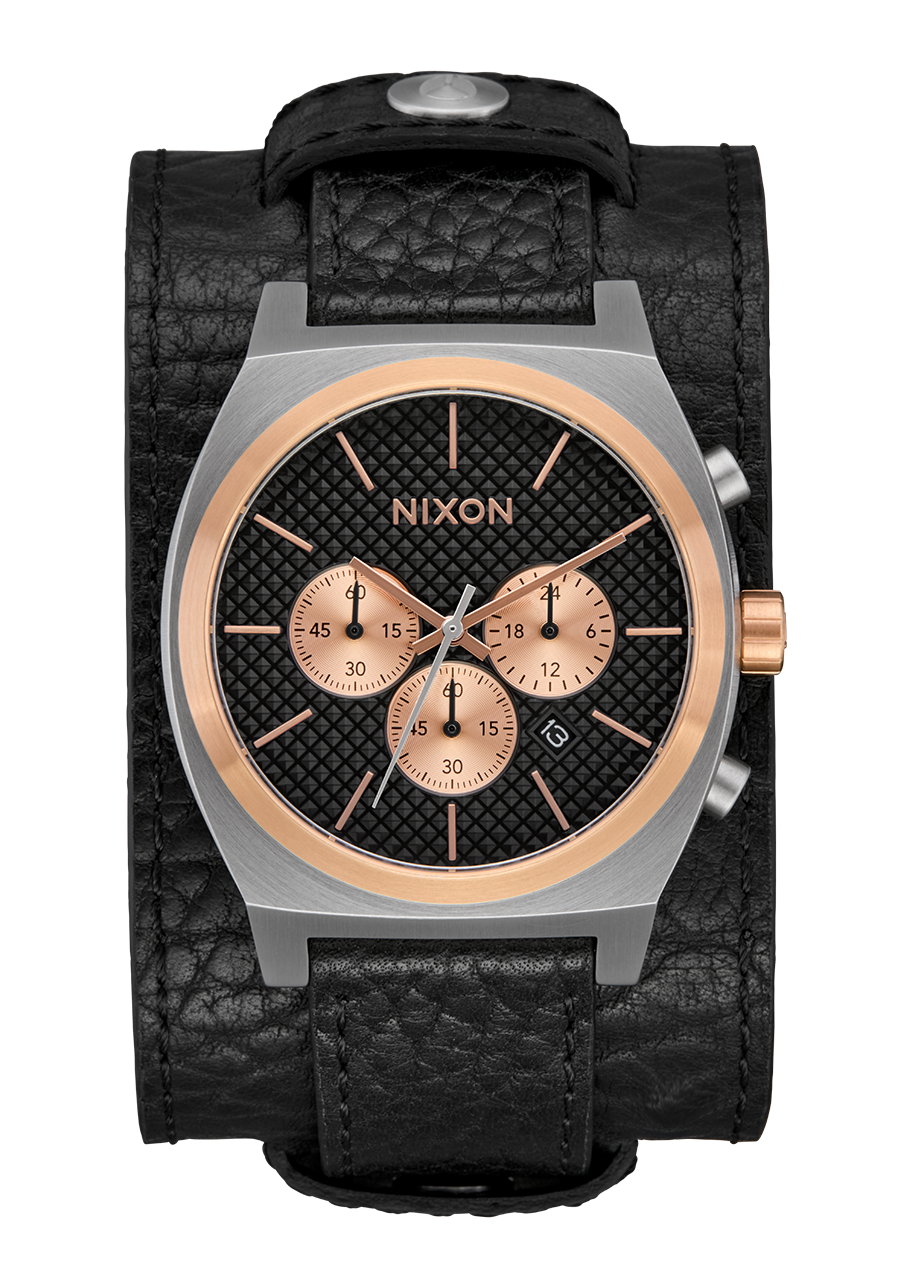 Time Teller Chrono Leder - Silber / Roségold / Schwarz View 1