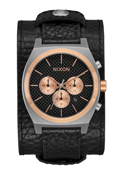 Time Teller Chrono Leder - Silber / Roségold / Schwarz