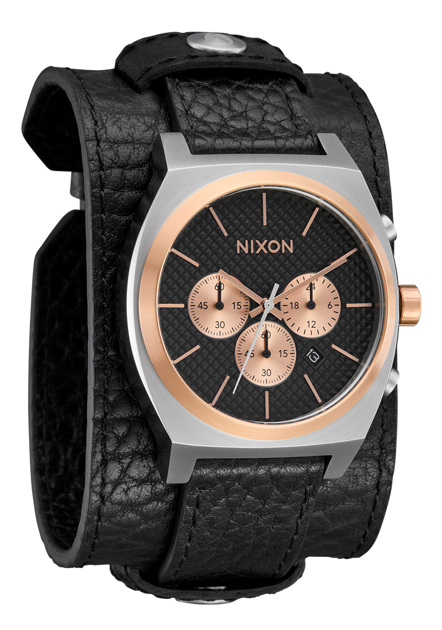 Time Teller Chrono Leder - Silber / Roségold / Schwarz View 2