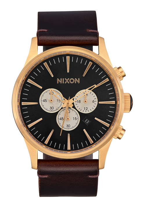 Sentry Chrono Leather - Gold / Indigo / Brown