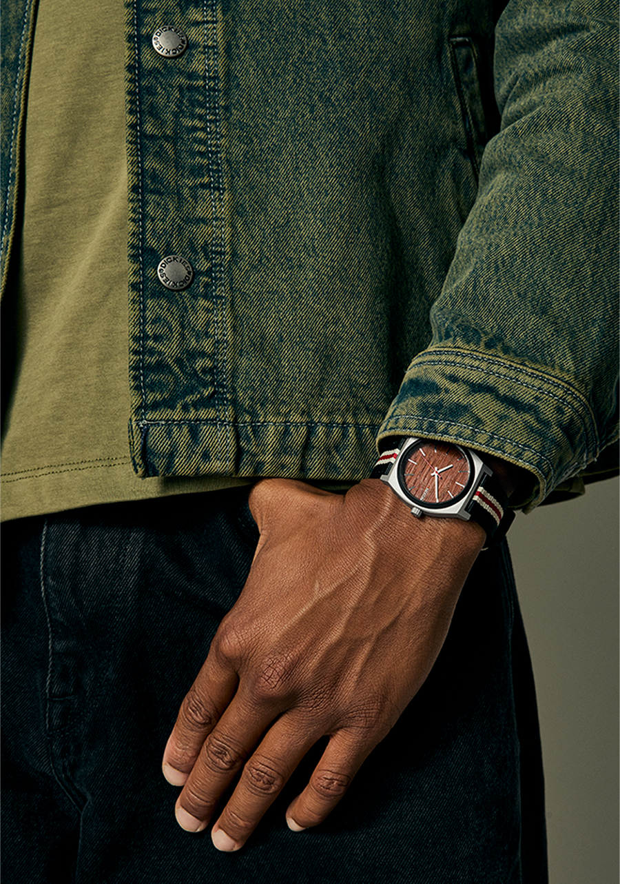 Time Teller Nylon - Silver / Rosewood / Black Stripe View 8