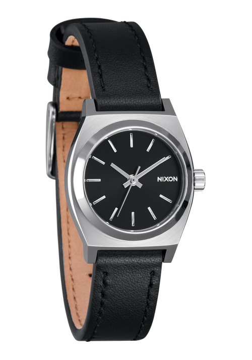 Small Time Teller Leather - Argento / nero