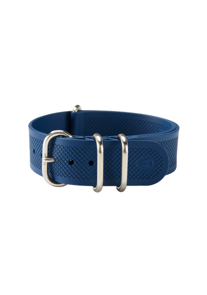 20mm FKM Rubber One Piece Band - Marineblau / Blau View 2