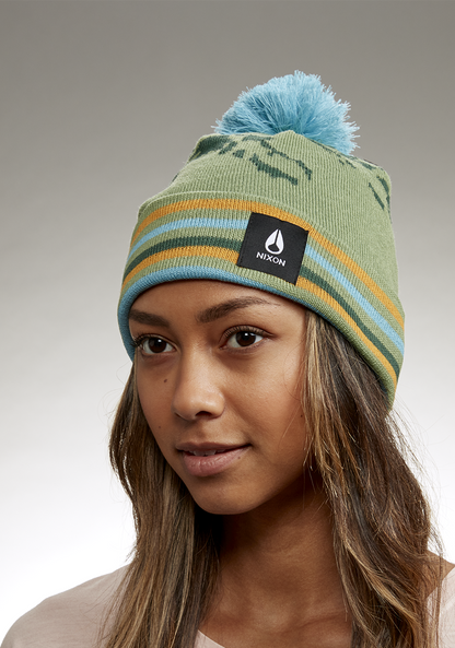 Ridge Pom Beanie - Jade / Multi View 5