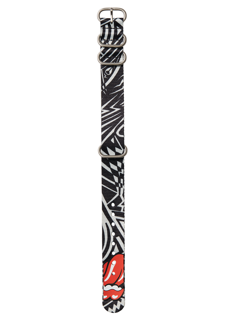 Rolling Stones 20mm Recyceltes Einteiliges Band - Schwarz / Grau