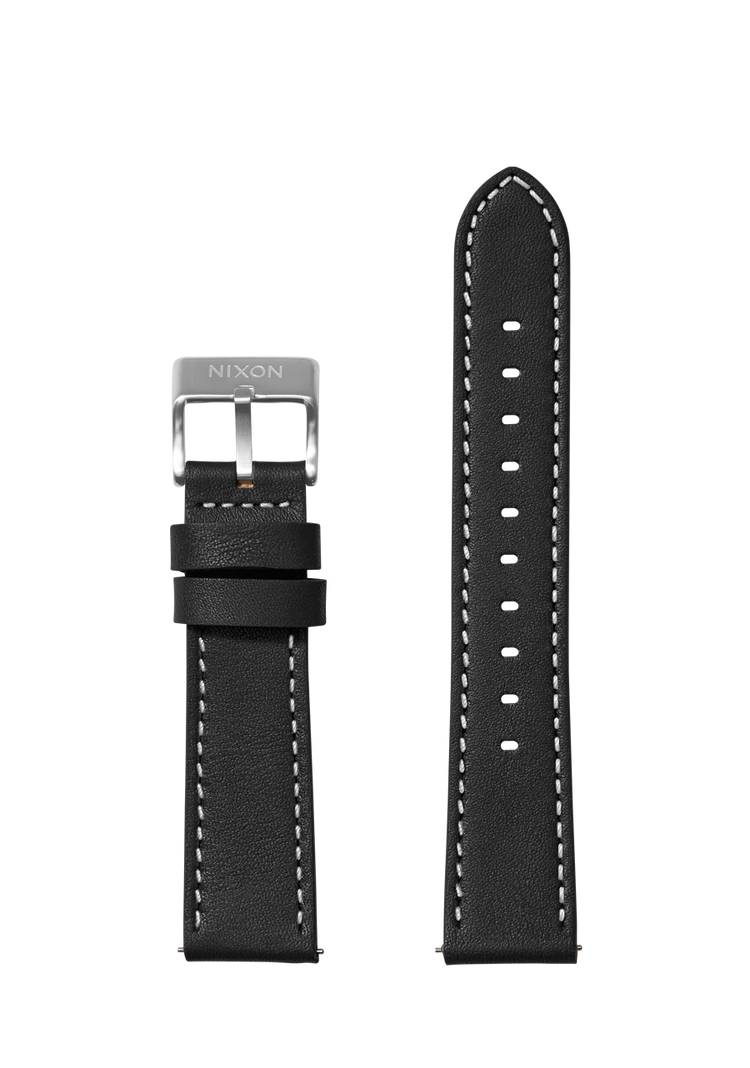 Cinturino in pelle cucita da 20mm - Nero