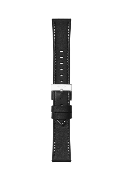 20mm Stitched Leather Band - Schwarz View 2