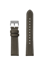 23mm Stitched Leather Band - Vert olive