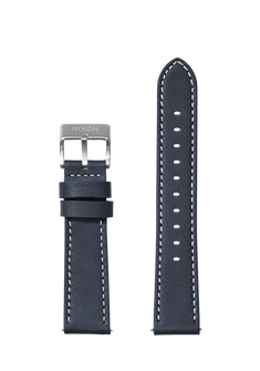 23mm Stitched Leather Band - Bleu marine