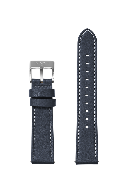 23mm Stitched Leather Band - Bleu marine View 1