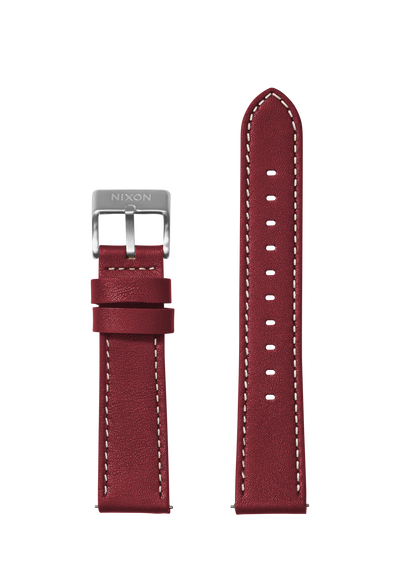 23 mm genähtes Lederband – Cranberry