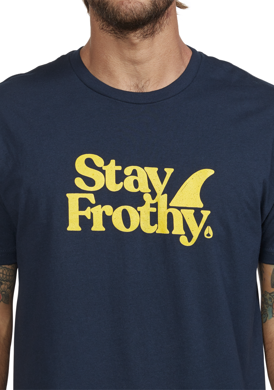 Stay Frothy Repreve® T-Shirt - Navy / Yellow View 6