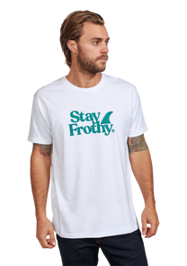 Stay Frothy Repreve® T-Shirt - White / Sage View 3