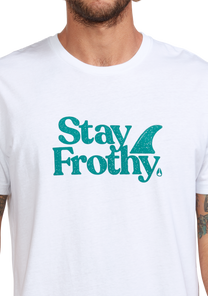 Stay Frothy Repreve® T-Shirt - White / Sage View 6