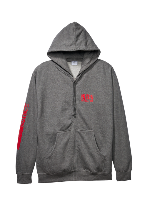 Felpa con zip Track - Grigio mélange scuro / Rosso